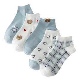 Fashion sock ถุงเท้าลาย/หัวใจ NO.B129 (5ลาย/10คู่) - Fashion sock, รองเท้า