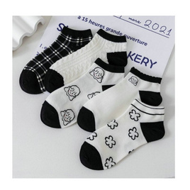 Fashion sock ถุงเท้าโทนขาว ดำ minimal (5ลาย/10คู่) - Fashion sock, รองเท้า