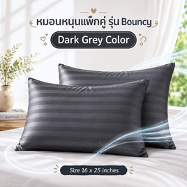 Fluffy หมอนหนุนแพ็กคู่ รุ่น Bouncy สีเทาเข้ม 16x25 นิ้ว - Fluffy, หมอนหนุนและหมอนข้าง