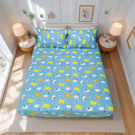 Fluffy ชุดผ้าปูไม่รวมนวม รุ่น Dreamy ลาย Cat Joy - Fluffy, ห้องนอนและเครื่องนอน