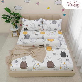 Fluffy ชุดผ้าปูที่นอน+รวมผ้านวม คอลเลคชั่น Dreamy ลาย Chubby Cat - Fluffy, ห้องนอนและเครื่องนอน