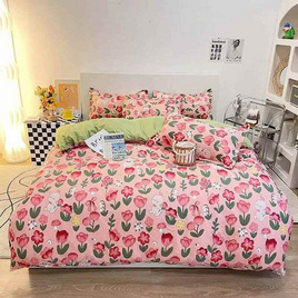 Fluffy ชุดผ้าปูที่นอน + ผ้านวม ลาย Pink Lilie - Fluffy, ชุดผ้าปูที่นอนพร้อมผ้านวม