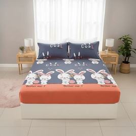 Fluffy ชุดผ้าปูไม่รวมนวม ลาย Pink Rabbit - Fluffy, ชุดผ้าปูที่นอนพร้อมผ้านวม
