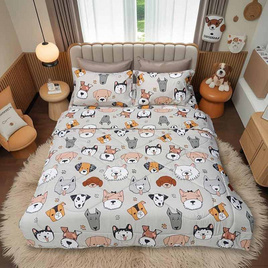 Fluffy ชุดผ้าปูที่นอน + ผ้านวม ลาย Puppy - Fluffy, ชุดผ้าปูที่นอนพร้อมผ้านวม