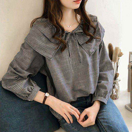 Forever25 เสื้อเชิ้ตลายทางแขนยาว - YSB, แฟชั่น