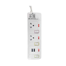 Freepower ปลั๊กไฟ 3 สวิตซ์ 2 ช่อง + USB ยาว 3 เมตร รุ่น FR333U-3M - Freepower, ปลั๊กไฟมาตราฐาน