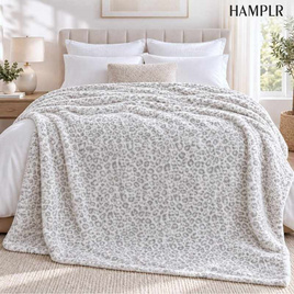HAMPLR ผ้าห่มขนนุ่ม ลาย Grey Leopard 60x80 นิ้ว - HAMPLR, HAMPLR