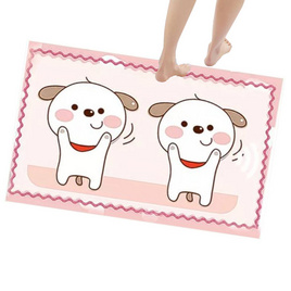 HUS พรมเช็ดเท้า ลาย Couple Dog Pink - HUS, อุปกรณ์ตกแต่งภายในบ้าน