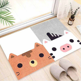 Homelove พรมเช็ดเท้า พรมเช็ดเท้าการ์ตูน น่ารัก กันลื่น ซับน้ำดี ลายวัว-แมว - Homelove, อุปกรณ์ตกแต่งภายในบ้าน