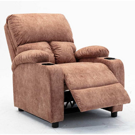 Hot Deal Furniture Recliner เก้าอี้พักผ่อน หุ้มผ้าลายหนังมี มีที่วางแก้ว เทา - Hot Deal Furniture, เก้าอี้