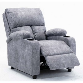 Hot Deal Furniture Recliner เก้าอี้พักผ่อน หุ้มผ้าลายหนังมี มีที่วางแก้ว เทา - Hot Deal Furniture, บ้านและสวน