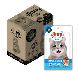 Jinny ขนมแมว สติ๊ก รสซีฟู้ด 35 กรัม (1 แพ็ก 12 ชิ้น) - Jinny, 7Online