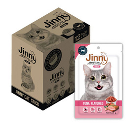 Jinny ขนมแมว สติ๊ก รสทูน่า 35 กรัม (1 แพ็ก 12 ชิ้น) - Jinny, อาหารแมว