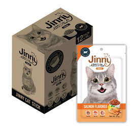 Jinny ขนมแมว สติ๊ก รสแซลมอน 35 กรัม (1 แพ็ก 12 ชิ้น) - Jinny, ขนมทานเล่นและวิตามิน