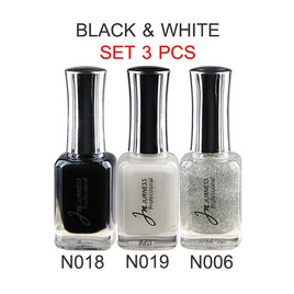 Jurness เซ็ทยาทาเล็บ Nail Polish Black & White Set 13.5 มล. (3ชิ้น/ชุด) - Jurness, Jurness