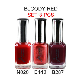 Jurness เซ็ทยาทาเล็บ Nail Polish Bloody Red Set 13.5 มล. (3ชิ้น/ชุด) - Jurness, เล็บ