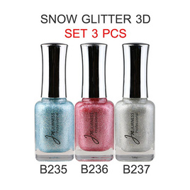 Jurness เซ็ทยาทาเล็บ Nail Polish Snow Glitter 3D Set 13.5 มล. (3ชิ้น/ชุด) - Jurness, เล็บ