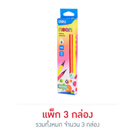 KASSINI Deli U54600 ดินสอไม้ HB ด้าม3เหลี่ยม คละสีนีออน (แพ็ก3กล่อง) - KASSINI, KASSINI