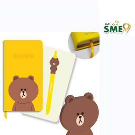 KIAN-DA Box Set LINE FRIENDS - Brown (สมุดโน๊ต+ปากกาเจลซิลิโคน) - KIAN-DA, สินค้าขายดี booksmile 1