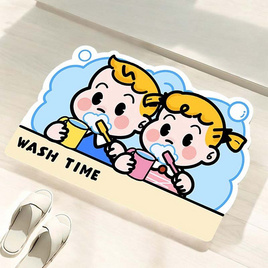 KOREA ME พรมเช็ดเท้านำเข้า ลาย WashTime - KOREA ME, พรมเเละเสื่อ