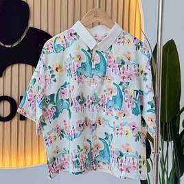 KORU เสื้อครอป ลายช้างสีน้ำ - KORU