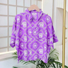 KORU เสื้อครอป รุ่น เพ้นท์สีม่วง - KORU