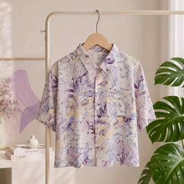 KORU เสื้อครอป รุ่น เพ้นท์สีม่วง - KORU