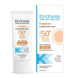 Kindness ครีมกันแดด Freedom Invisible Water Fresh SPF50+ PA++ ++ 30ml - Kindness, ป้องกันแสงแดด