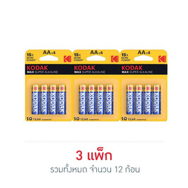 Kodak ถ่านอัลคาไลน์ AA (3 แพ็ก 12 ก้อน) - Kodak, แบตเตอรี่