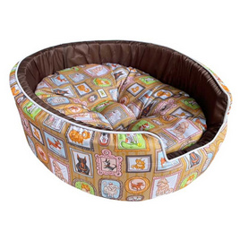 LD Pet Bed เบาะกลมผ้า FS ลายกรอบสุนัขเบอร์3 - LD PET BED, บ้านสัตว์เลี้ยง