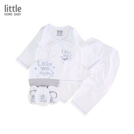 Little Home Baby ชุดเด็กแรกเกิด 5ชิ้น แขนยาว (0-3 เดือน) ลาย I love mom เทา - Little Home Baby, แม่และเด็ก