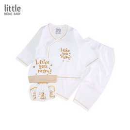 Little Home Baby ชุดเด็กแรกเกิด 5ชิ้น แขนยาว (0-3 เดือน) ลาย I love mom น้ำตาล - Little Home Baby, แม่และเด็ก