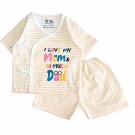 Little home baby ชุดเด็กแรกเกิด ผูกหน้า ผ้าคอตตอน แขนสั้น (0-3เดือน) - Little Home Baby, เสื้อผ้าเด็กแรกเกิด-3ปี