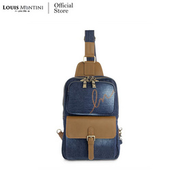 Louis Montini (JEANS) กระเป๋าคาดอก Belt bag ผ้ายีนส์ผสมหนังวัวเเท้ JEAN03 - Louis Montini, กระเป๋าพาดลำตัว คาดเอว