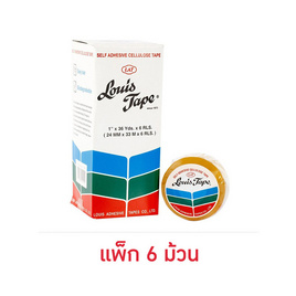 Louis Tape เทปใส หลุยส์ 1 นิ้ว x 36 หลา (แกนเล็ก) 6 ม้วน - Louis Tape, กาว/เทป/อุปกรณ์บรรจุ