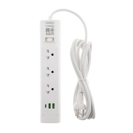 Lumira ปลั๊กไฟ 3ช่อง 1สวิตช์ 2USB 1Type-C สายยาว 3เมตร รุ่น LS-703/2U (1แถม1) - Lumira, เครื่องใช้ไฟฟ้า