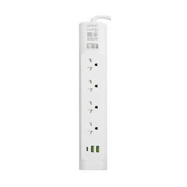 Lumira ปลั๊กไฟ 4 ช่อง 1 สวิตซ์ 2 USB 1 USB-C 3 เมตร รุ่น LS-704-2U - Lumira, เครื่องใช้ไฟฟ้า