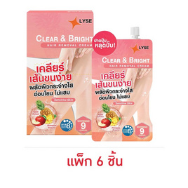 Lyse ครีมกำจัดขน สูตรผิวไบร์ท Clear & Bright Hair Removal Cream 30 กรัม (6 ชิ้น) - LYSE, ผลิตภันฑ์กำจัดขน