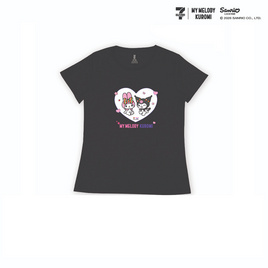 M2S Lifestyle เสื้อยืด ลายลิขสิทธิ์ My Melody and Kuromi สีดำ ลายหัวใจ 2 - M2S Lifestyle, เสื้อผ้า