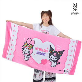 M2S Lifestyle ผ้าเช็ดตัว ลายลิขสิทธิ์ My Melody and Kuromi สีชมพู 27x54นิ้ว - M2S Lifestyle, ผ้าเช็ดตัวและชุดคลุม