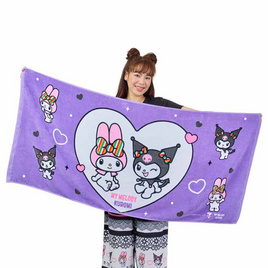 M2S Lifestyle ผ้าเช็ดตัว ลายลิขสิทธิ์ My Melody and Kuromi สีม่วง 27x54นิ้ว - M2S Lifestyle, My Melody & Kuromi