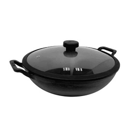 MEYER CAST IRON 20CM หม้อเหล็กหล่อ ทรงจีน 2 หู พร้อมฝาแก้ว DEEP KADAI (48187-C) - MEYER, อุปกรณ์ประกอบอาหาร