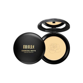 MILLE แป้งผสมรองพื้น Charcoal Matte Cover Pact SPF25 PA++ 5 กรัม - Mille, แป้ง