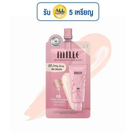 MILLE บีบีครีม Super Whitening Gold Rose BBCream SPF30PA++ 6กรัม 01 Silky Ivory (แพ็ก6ซอง) - Mille, เครื่องสำอาง