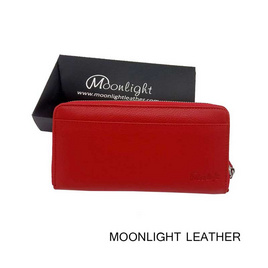 MOONLIGHT กระเป๋าหนังแท้ ใบยาวซิปรอบ สีแดงสด - MOONLIGHT, กระเป๋า