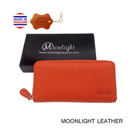 MOONLIGHT กระเป๋าหนังแท้ ใบยาว ซิปรอบ สีส้ม - MOONLIGHT, กระเป๋าผู้หญิง