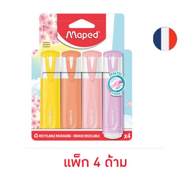 Maped ปากกาเน้นข้อความ FLUO PEPS สี PASTEL คละสี (แพ็ก 4 ด้าม) - Maped, Maped