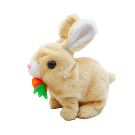 Mastery Toys กระต่ายขนปุยคาบแครอทใส่ถ่านน้ำตาลอ่อน - Mastery Toys, ของเล่นที่มีเครื่องยนต์กลไก