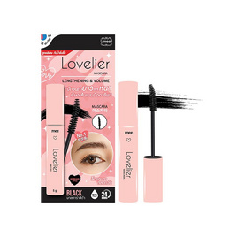 Mee มาสคาร่า Lovelier Lengthening & Volume Mascara Black 5 กรัม - Mee, ตกแต่งดวงตา