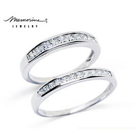 Memorine Jewelry แหวนคู่รักเงินแท้ 925 ฝังเพชรสวิส (CZ) DUO-8 - Memorine Jewelry, แฟชั่นผู้หญิง